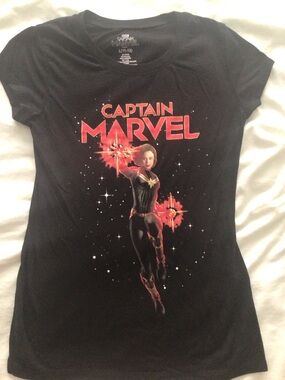 Captain Marvel Carol Danvers Black Ladies Tee - L